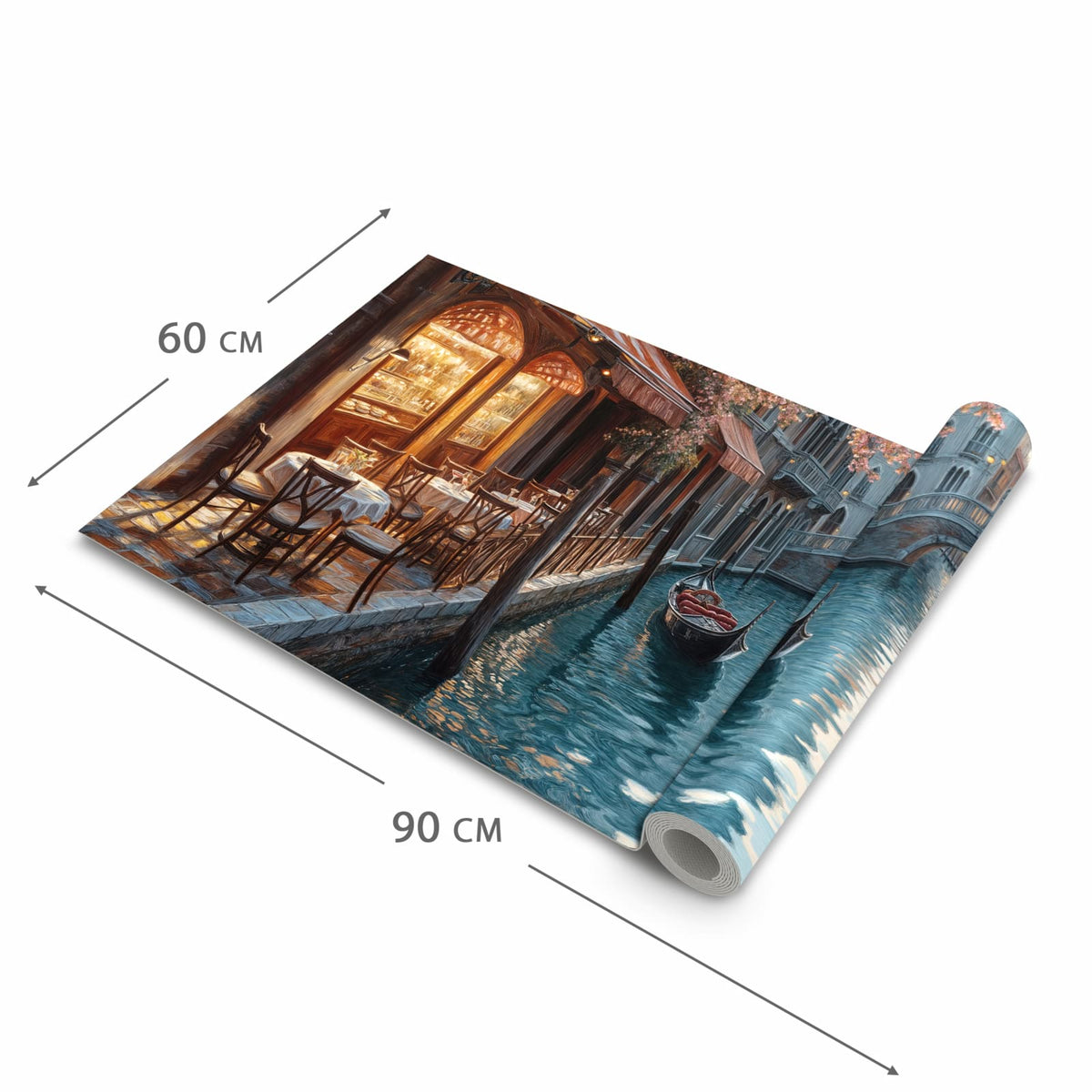 Flacher rutschfester Küchenläufer mit Motiv Sonnenuntergang Venedig in der Grösse 80x200 cm
