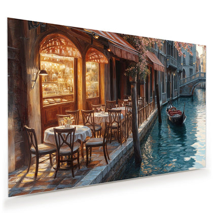 Wandbild mit dem Motiv Kanalcafé in Venedig