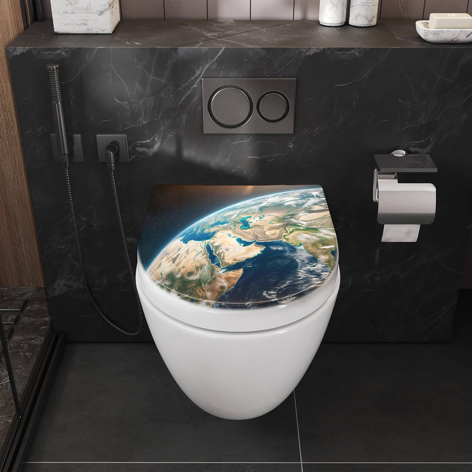 WC-Sitz mit Absenkautomatik Sanfte Erde aus dem All