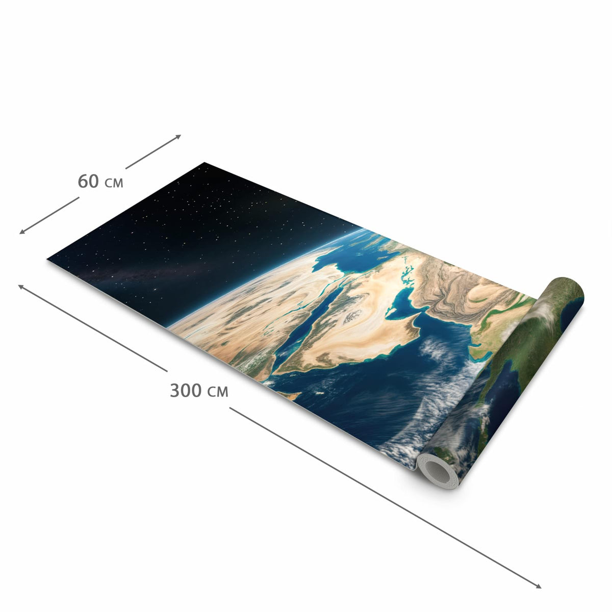 Bodenschonender waschbarer Küchenteppich mit Motiv Sanfte Erde aus dem All in der Grösse 80x200 cm