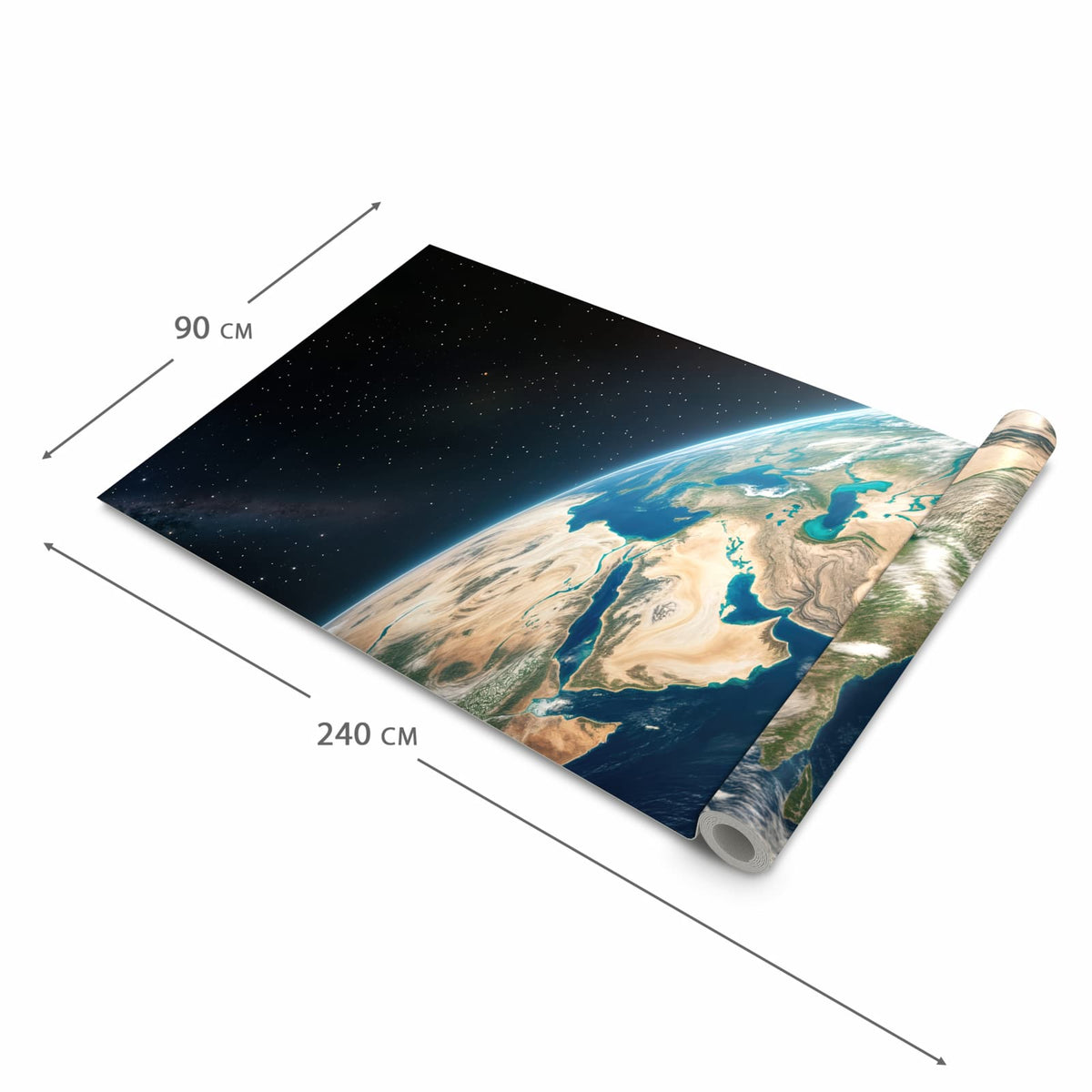 UV-beständiger rutschfester Küchenteppich mit Motiv Sanfte Erde aus dem All in der Grösse 80x200 cm