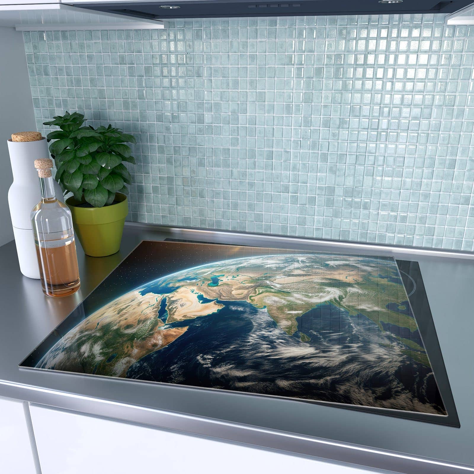 1-teilige Glasplatte für Herd mit Sanfte Erde aus dem All-Motiv auf dem Ceranfeld