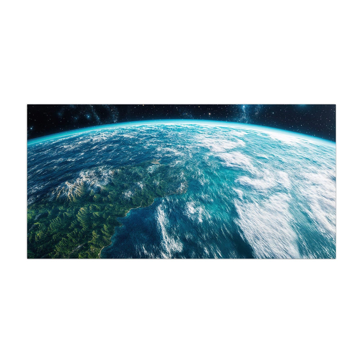 Küchenrückwand aus Glas Ozeane aus dem Orbit im Hochformat, Motiv bildfüllend von vorn