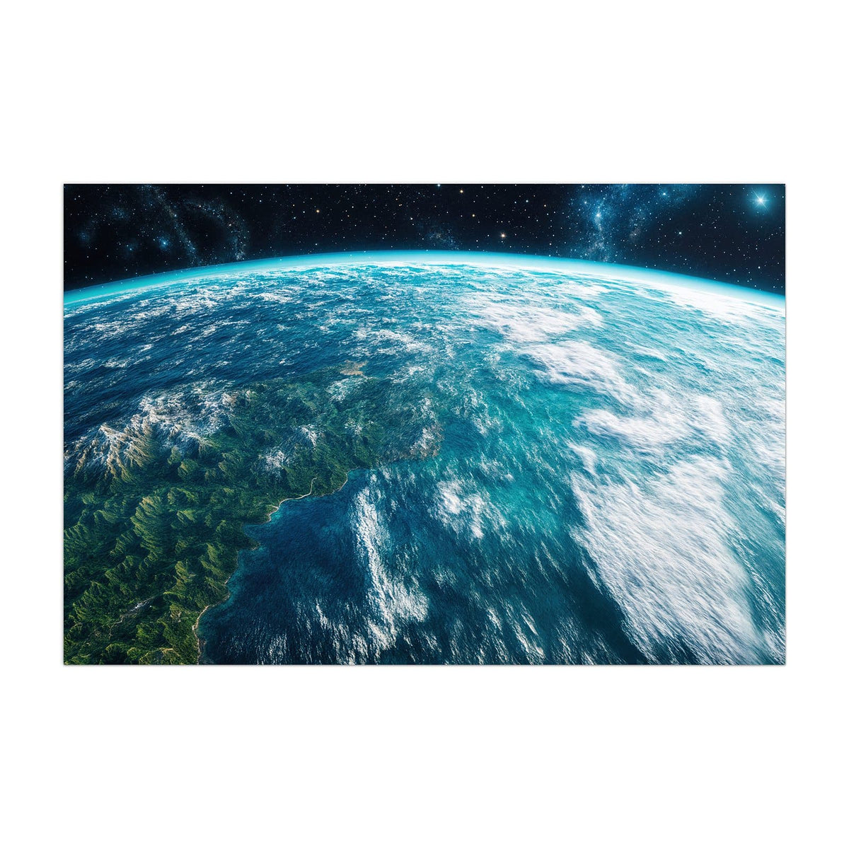 Küchenrückwand aus Glas Ozeane aus dem Orbit im Hochformat, Motiv bildfüllend von vorn