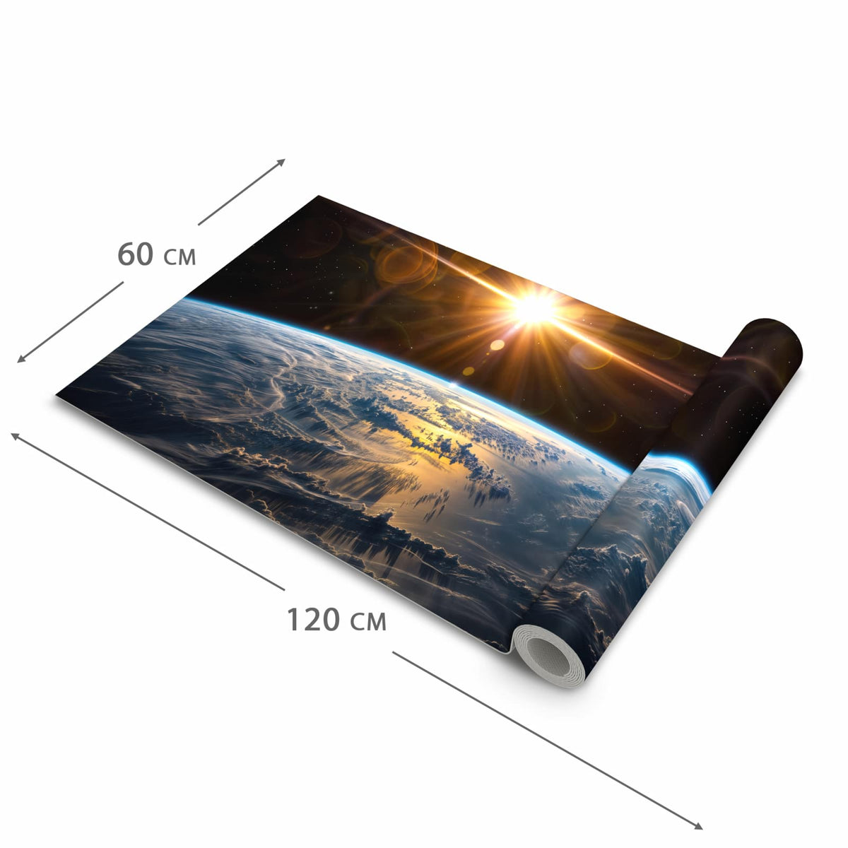 Rutschfester Küchenteppich mit Motiv Sonnenaufgang Erde in der Größe 90x240 cm