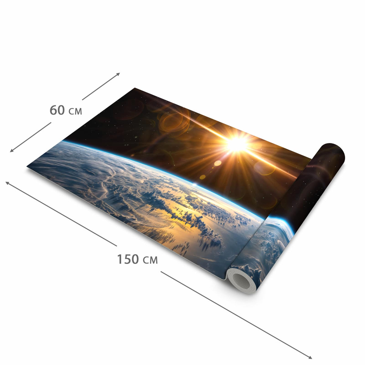 Feuchtigkeitsresistenter Küchenteppich mit Motiv Sonnenaufgang Erde in der Größe 90x240 cm