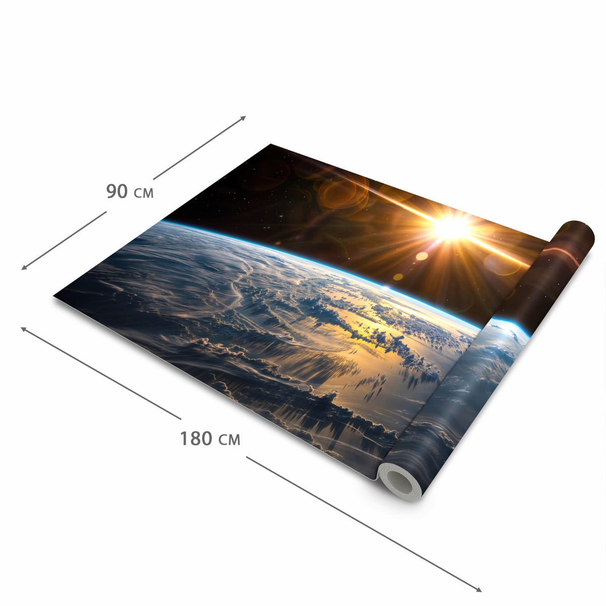 UV-beständiger rutschfester Küchenläufer mit Motiv Sonnenaufgang Erde in der Grösse 90x240 cm