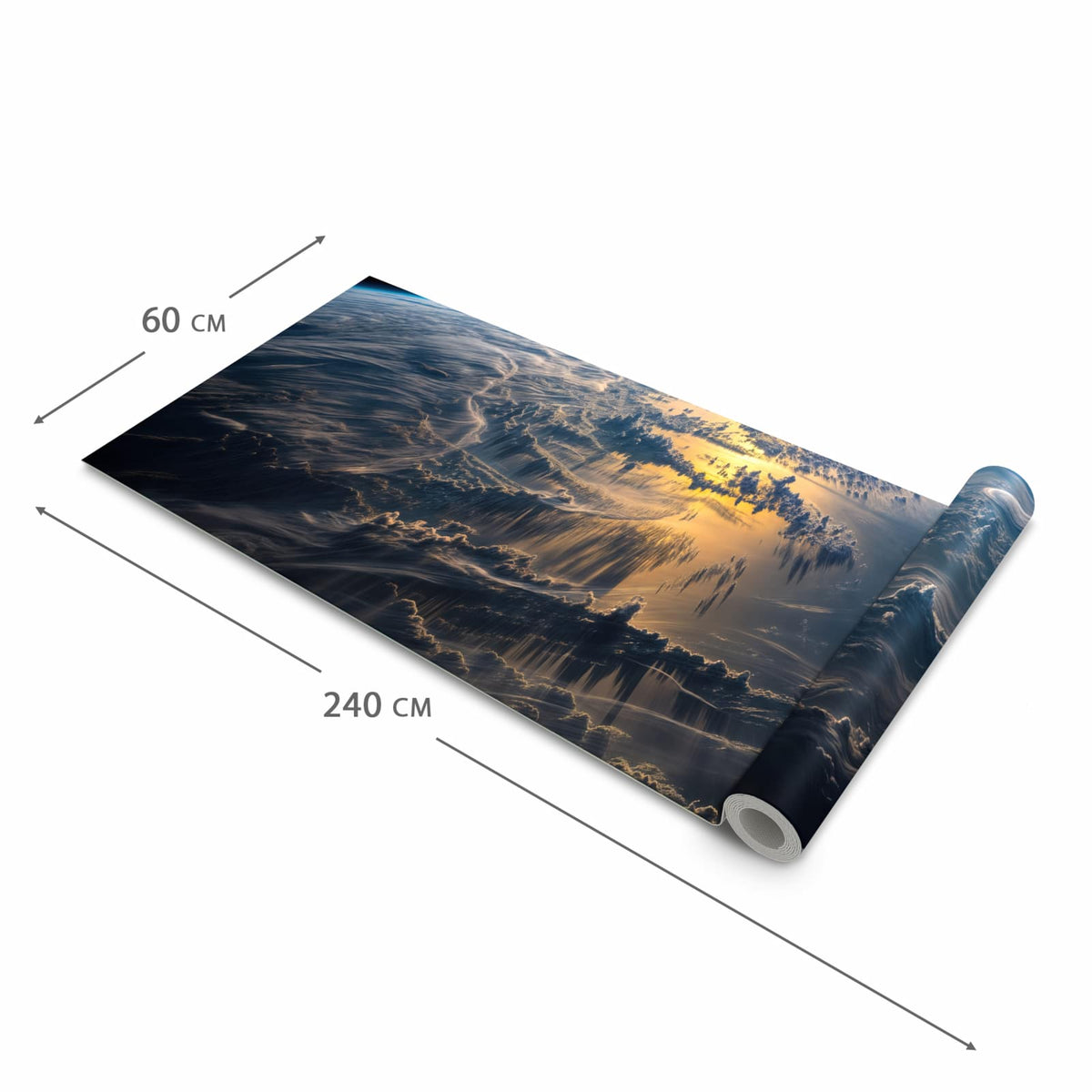 Waschbarer Küchenteppich mit Motiv Sonnenaufgang Erde in der Grösse 90x240 cm für Ordnung