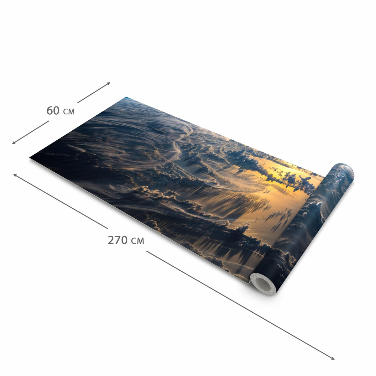 Bodenschonender großer Küchenteppich mit Motiv Sonnenaufgang Erde in der Größe 90x240 cm