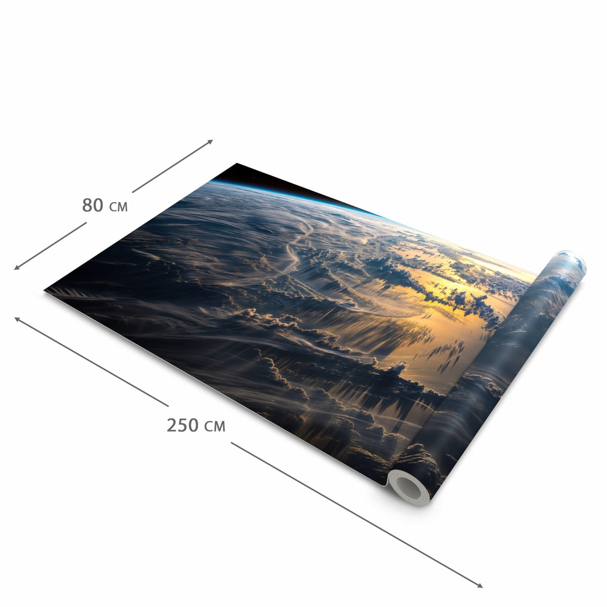 Zeitsparender Küchenläufer mit Motiv Sonnenaufgang Erde in der Grösse 90x240 cm