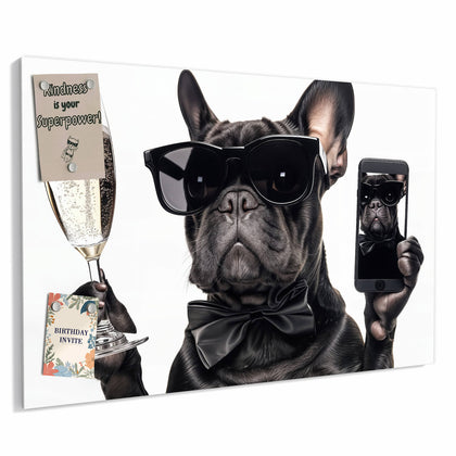 Metall Magnettafel mit dem Motiv Hund mit Sonnenbrille
