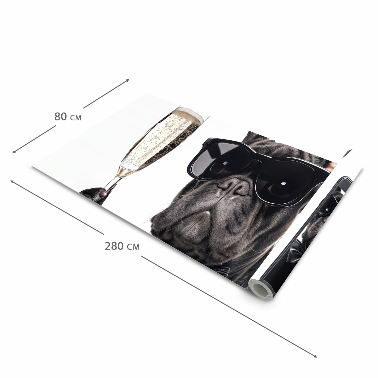 Abriebfester Läufer Küche mit Motiv Sonnenbrillenhund in der Grösse 60x90 cm