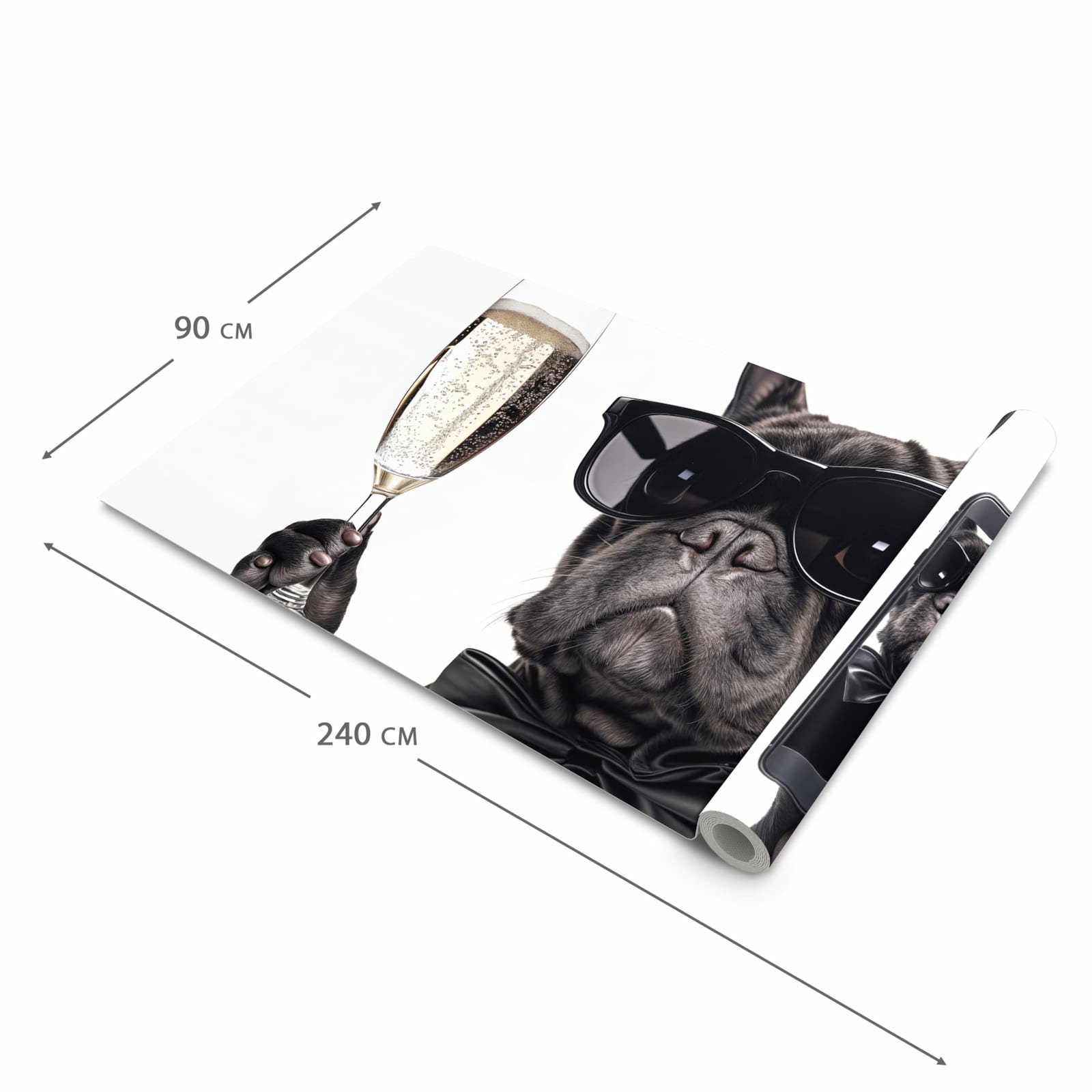 Wasserabweisender Küchenvorleger mit Motiv Sonnenbrillenhund in der Grösse 60x90 cm