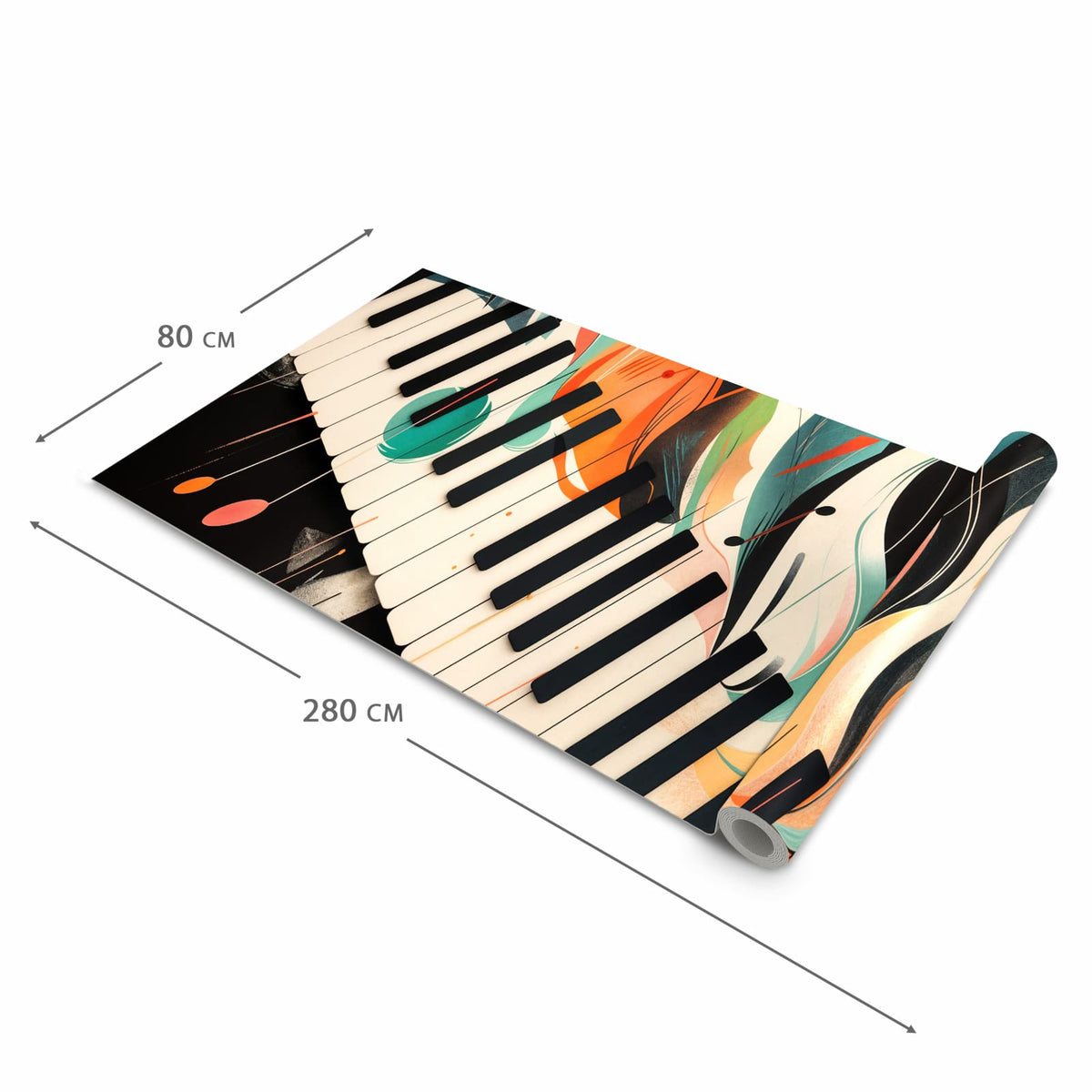 Strapazierfähiger Küchenläufer mit Motiv Farben Klavier in der Grösse 60x300 cm, waschbar