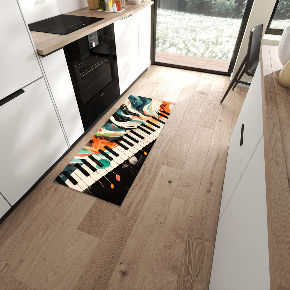 Komfortabler Küchenteppich mit Motiv Farben Klavier in moderner Küche #grösse_60 x 150 cm