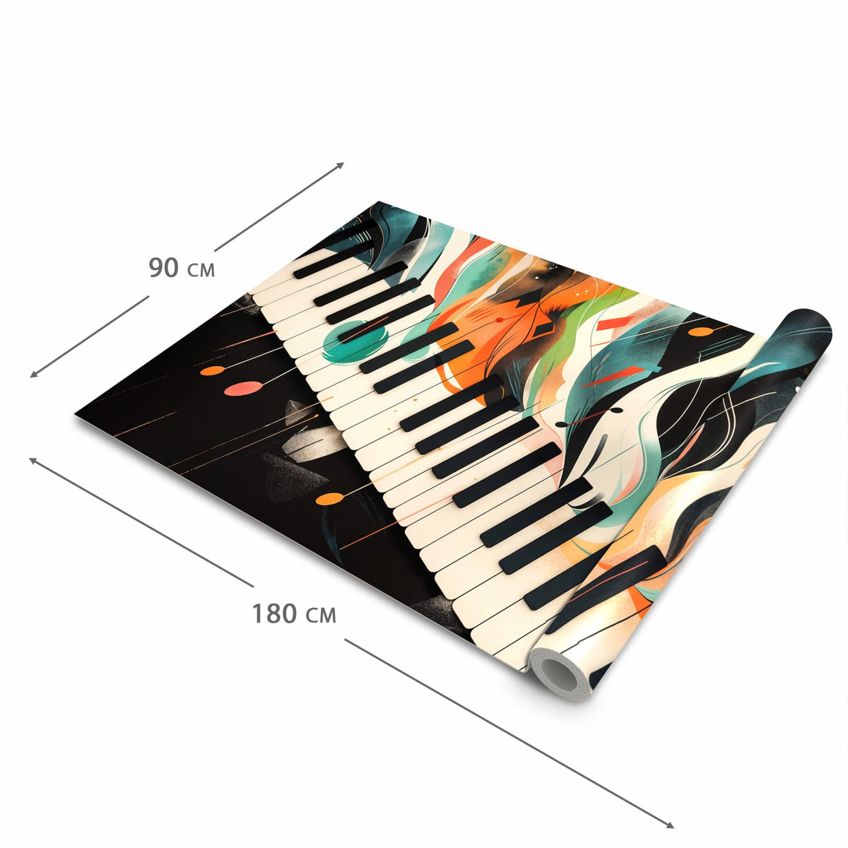 Langlebiger abwaschbarer Küchenläufer mit Motiv Farben Klavier in der Grösse 60x90 cm
