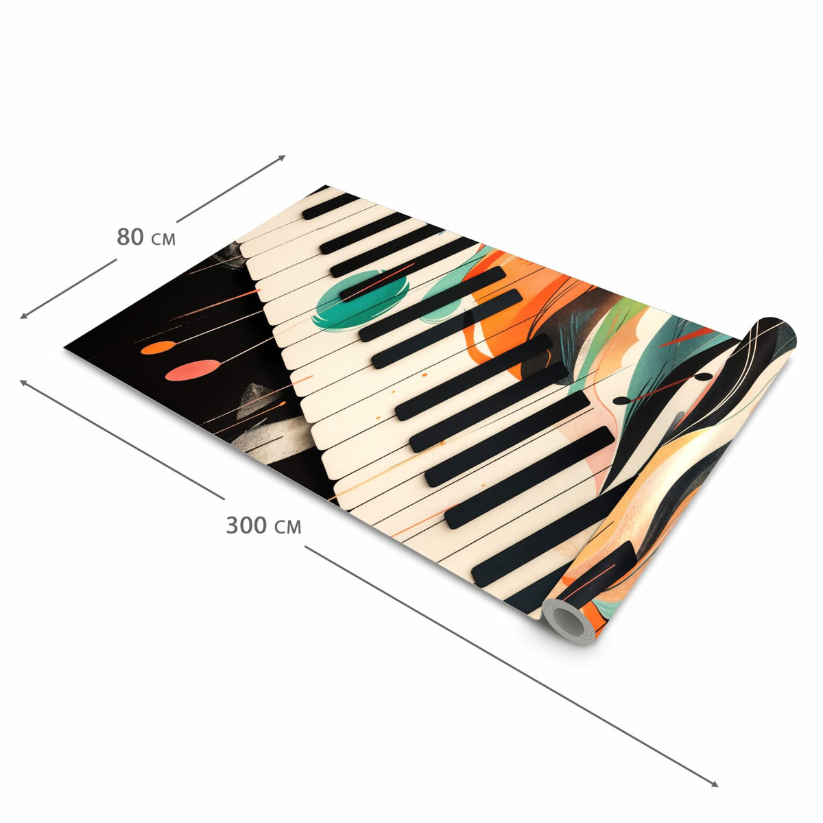 Waschbarer moderner Küchenläufer mit Motiv Farben Klavier in der Grösse 60x300 cm