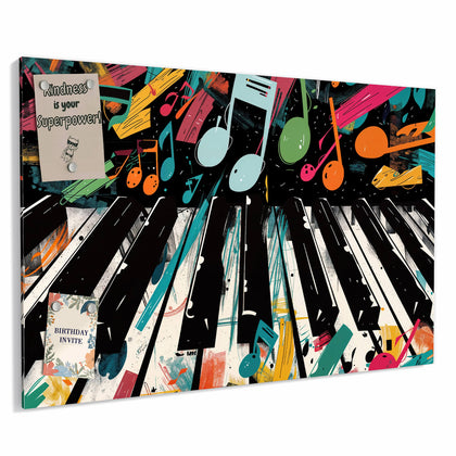 Metall Magnettafel mit dem Motiv Klaviertasten und Noten