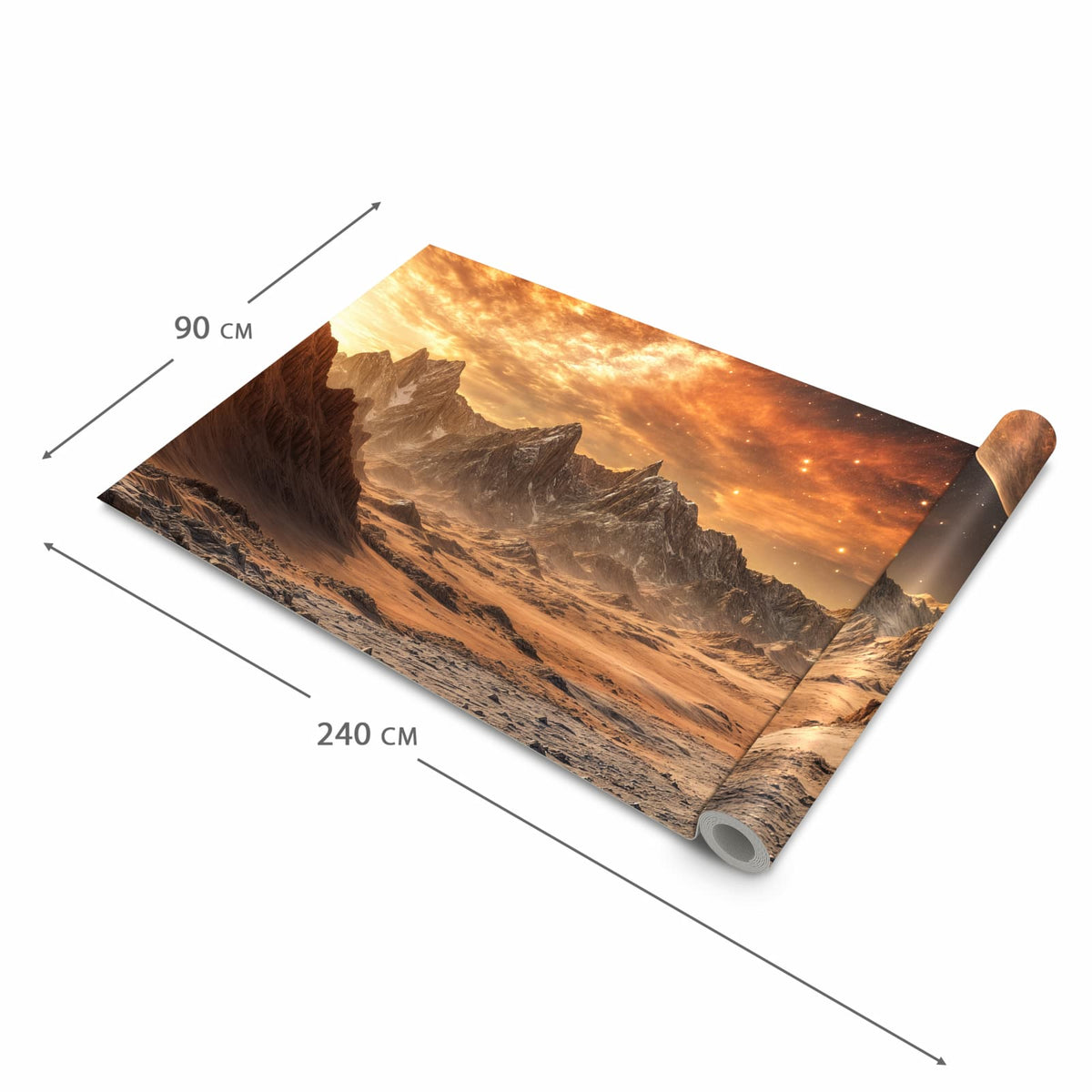 Rutschfester Küchenteppich mit Motiv Fremder Planet in der Größe 60x300 cm schützt den Boden