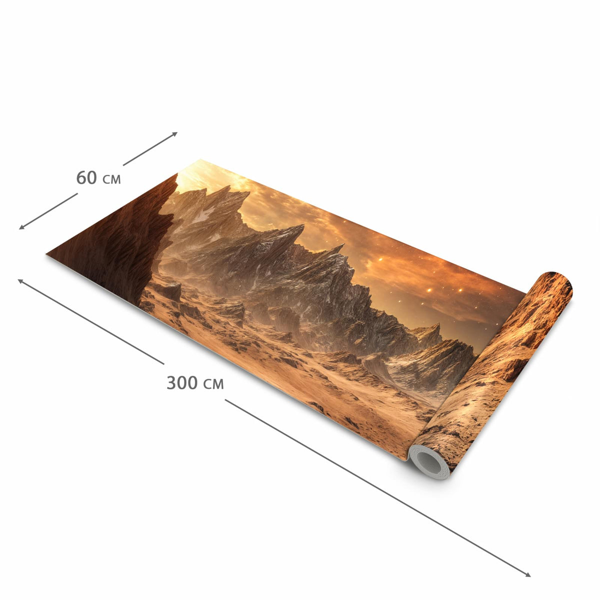 Küchenläufer für Eingangsbereich mit Motiv Fremder Planet in der Größe 60x270 cm - angenehme Haptik