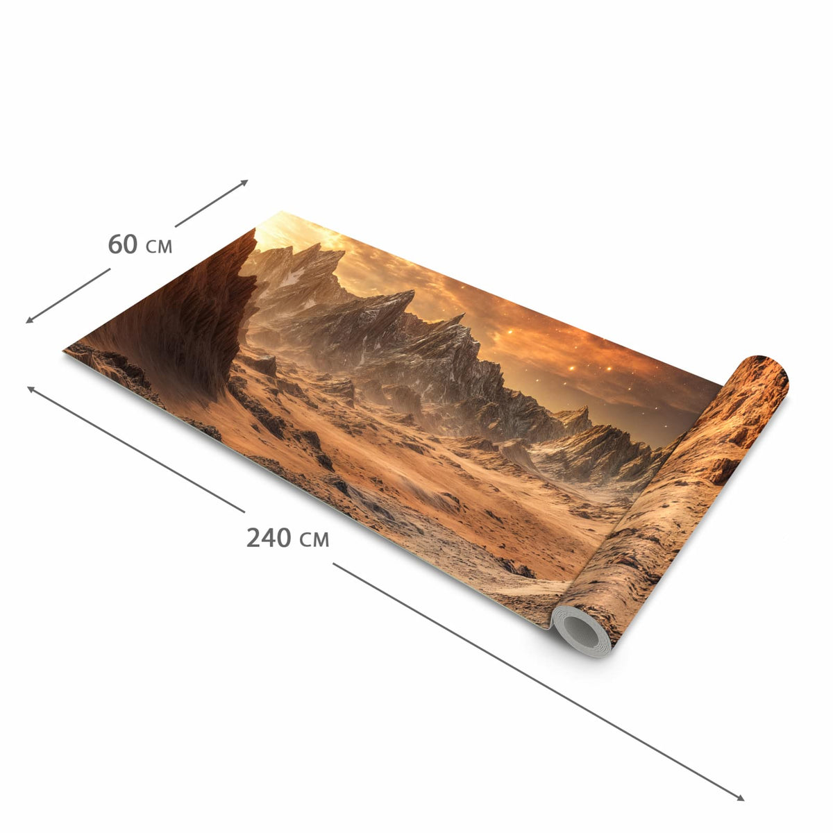 Rutschhemmender waschbarer Küchenläufer mit Motiv Fremder Planet in der Größe 60x270 cm