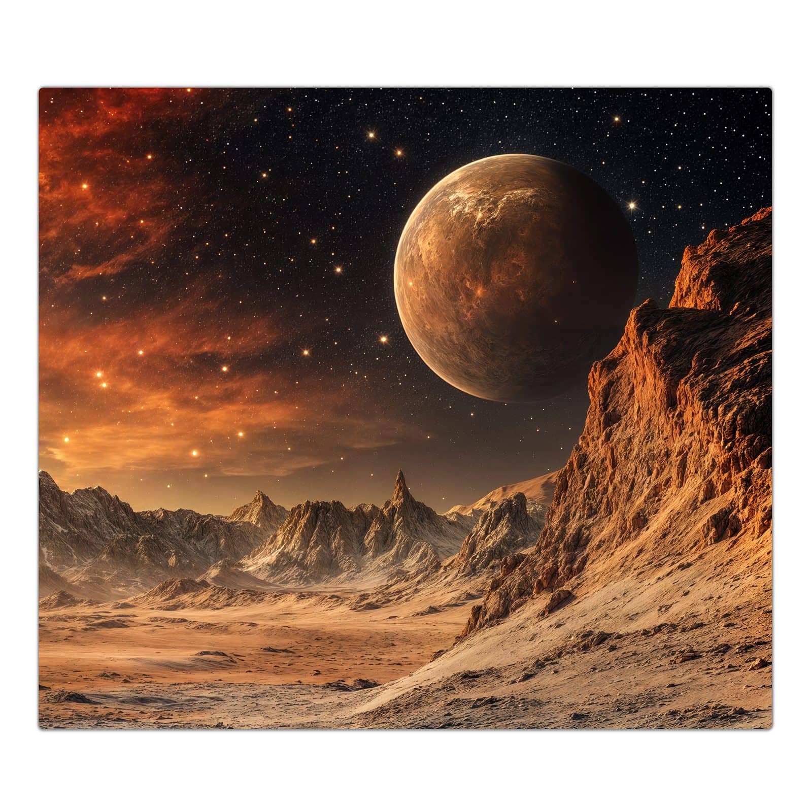 1-teilige Herdabdeckung für Induktionsfeld mit Fremder Planet-Motiv in der Frontansicht #grösse_1-Teilig (60x52cm)