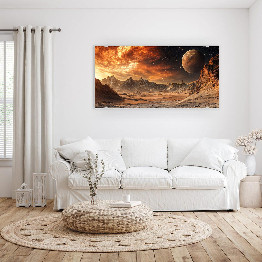 Maße Wandbild - Planet über der Wüste - Querformat