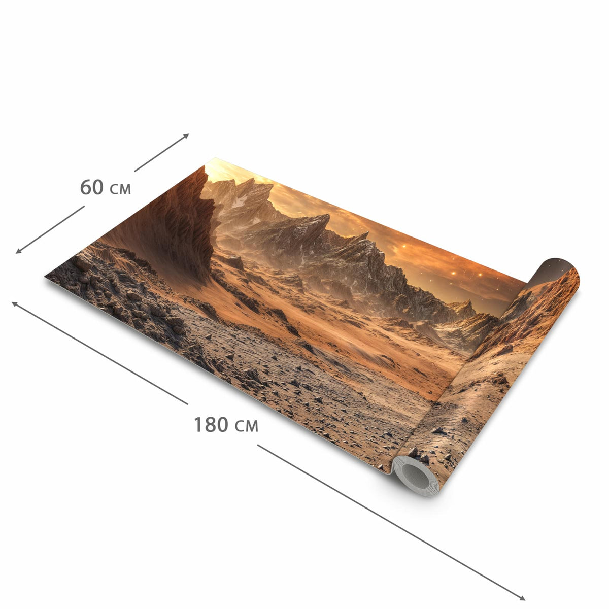 Komfortabler waschbarer Läufer für die Küche mit Motiv Fremder Planet in der Grösse 60x270 cm