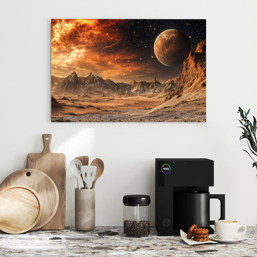 Maße Metall Magnettafel - Planet über der Wüste