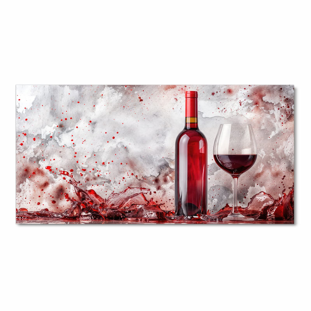 Abriebfester Küchenteppich mit Motiv Rotwein mit Glas in der Küche - Frontansicht
