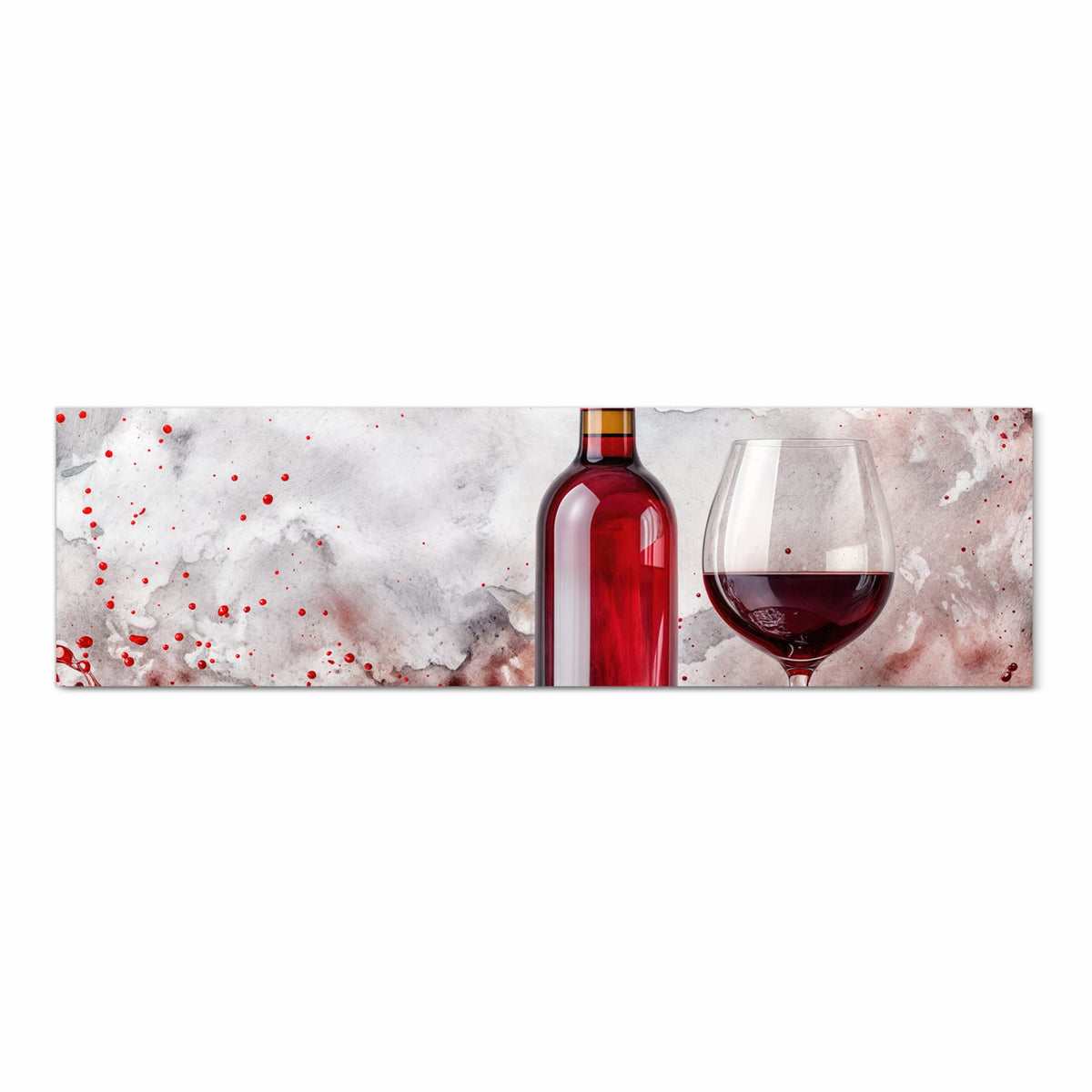 Flacher Küchenläufer mit Motiv Rotwein mit Glas in Frontansicht für die Küche