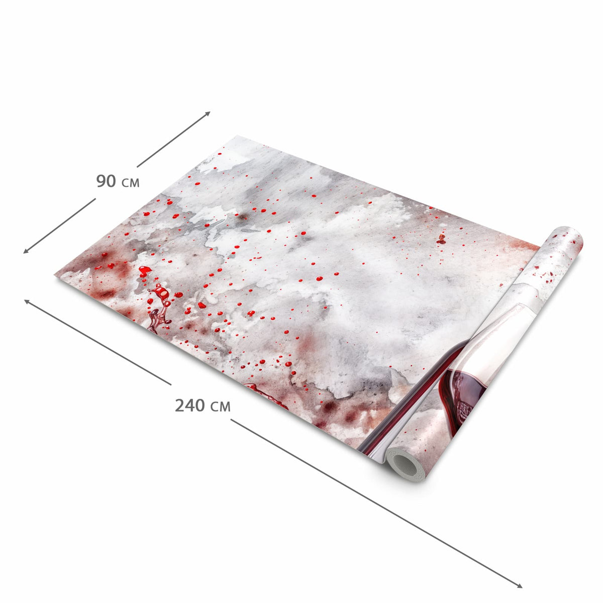 Langlebiger Küchenläufer mit Motiv Rotwein mit Glas in der Grösse 60x270 cm