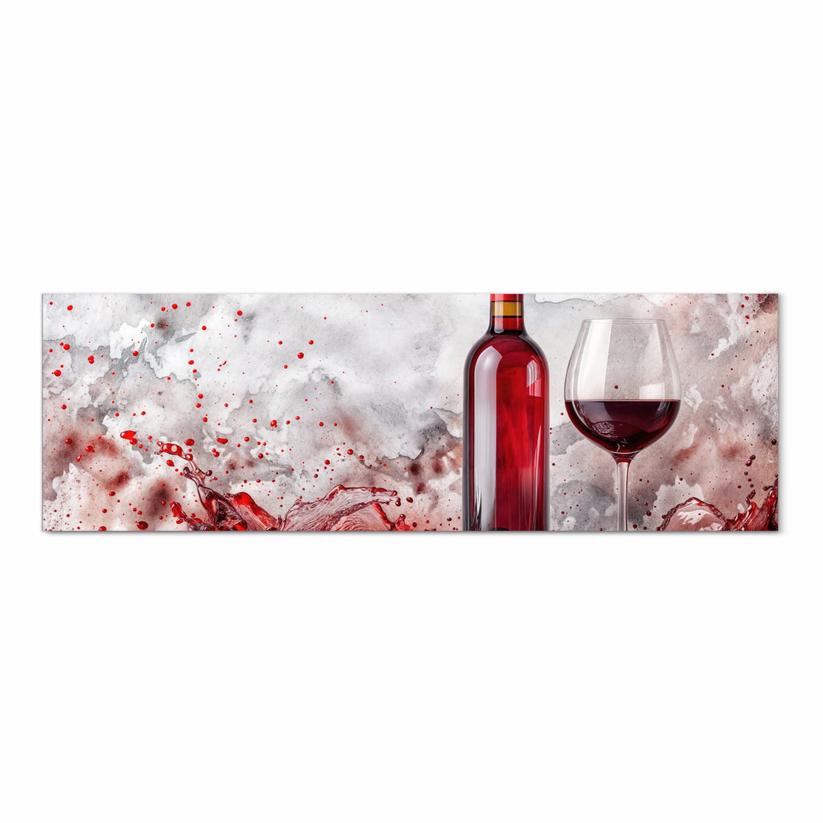 Langlebiger Küchenläufer mit Motiv Rotwein mit Glas in Frontansicht