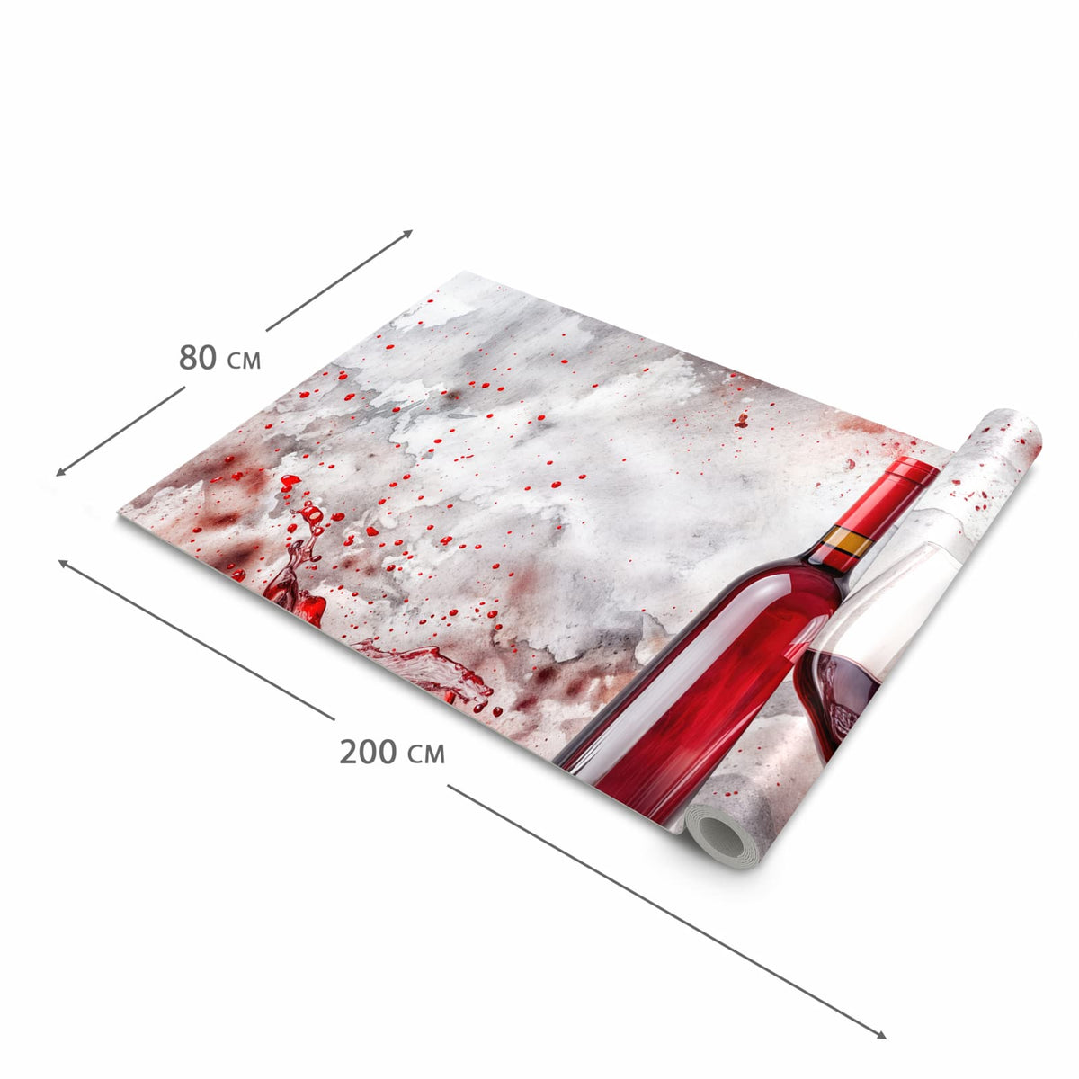Komfortabler Läufer Küche mit Motiv Rotwein mit Glas in der Grösse 60x270 cm