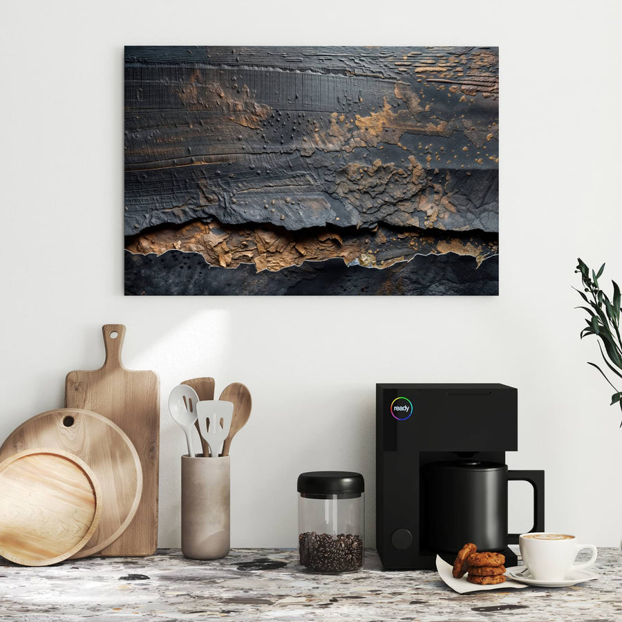 Maße Metall Magnettafel - Verkohltes Holz