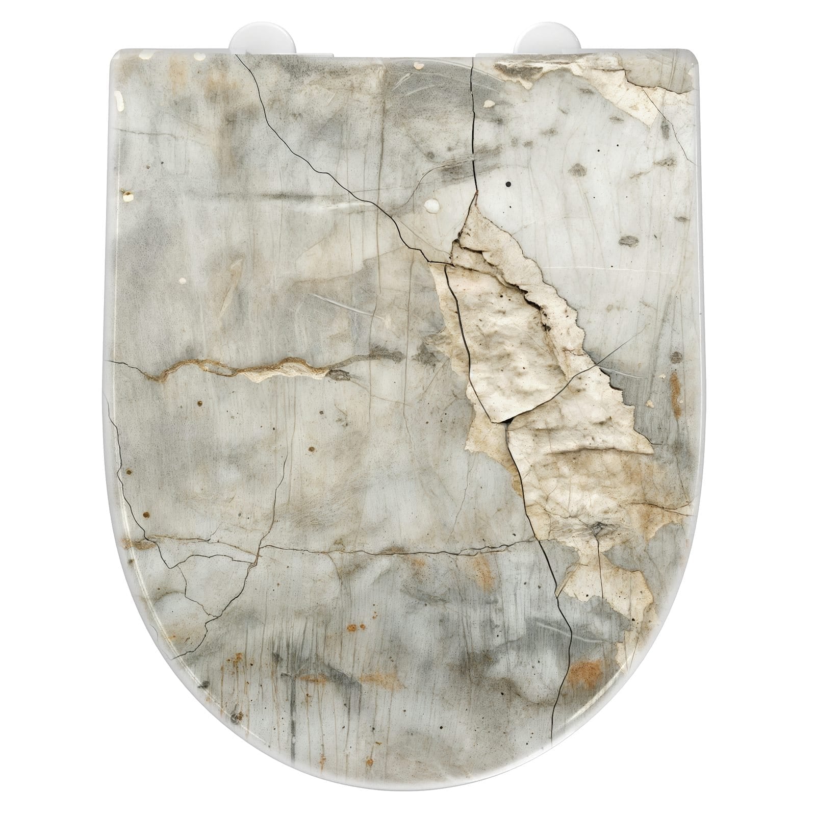 WC-Sitz mit Absenkautomatik Oberfläche von Rissige