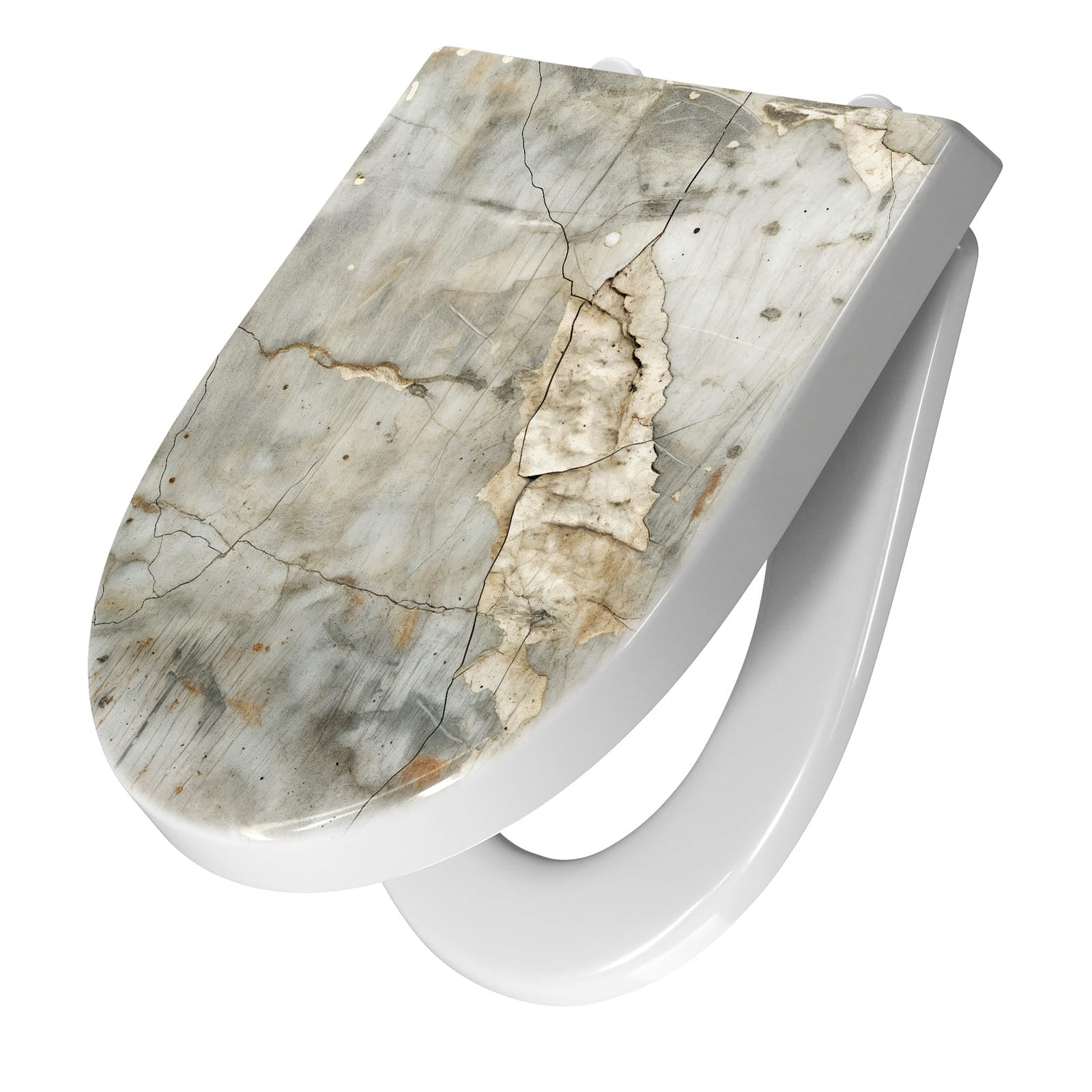 WC-Sitz mit Absenkautomatik Oberfläche von Rissige