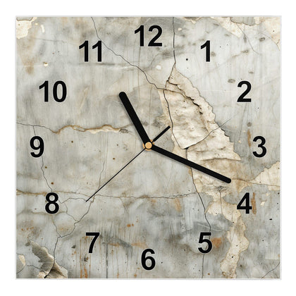 Wanduhr Quadratisch mit dem Motiv Abgeplatzter Putz