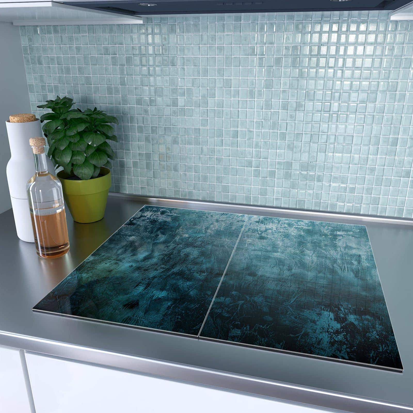 2-teilige Herdabdeckplatten aus Glas mit Textur Wand Kunst-Motiv auf dem Ceranfeld