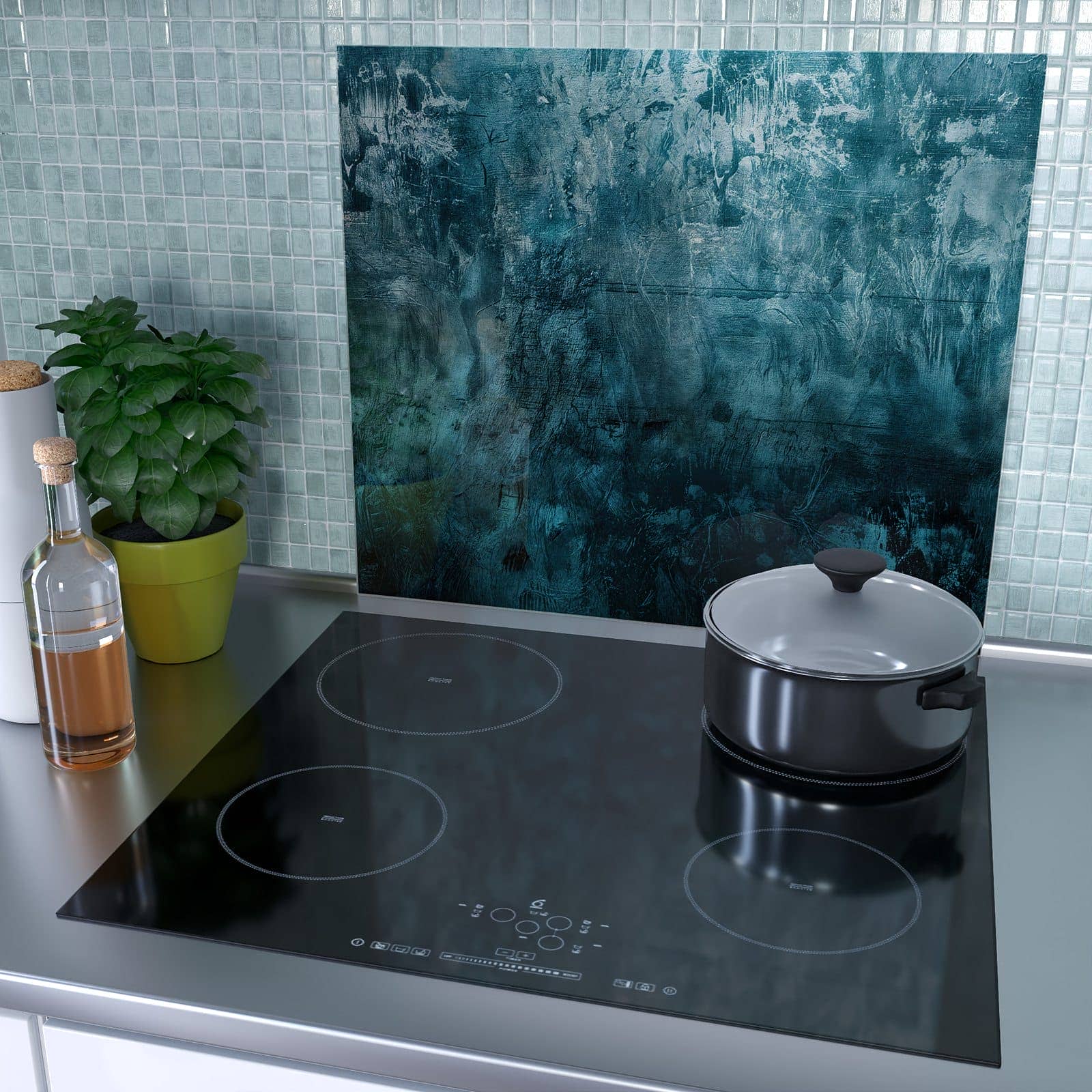 1-teilige Herdabdeckplatten für Ceranfeld mit Textur Wand Kunst-Motiv als Spritzschutz hinter dem Kochfeld