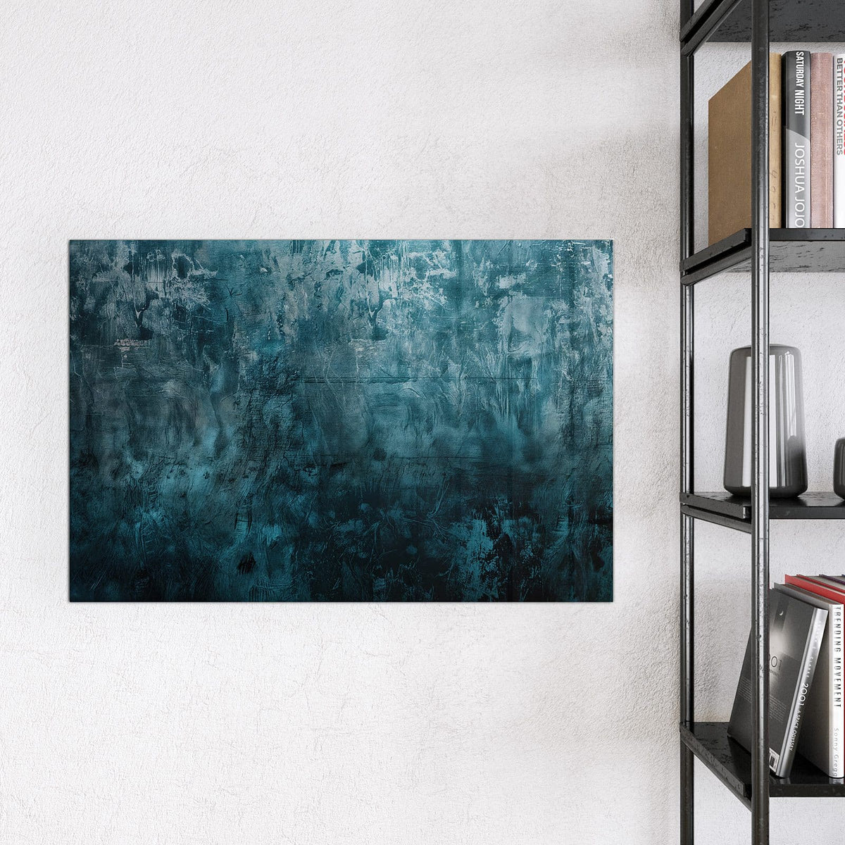 Magnettafel - Petrolblaue Wand – Raue Textur in Grün und Blau