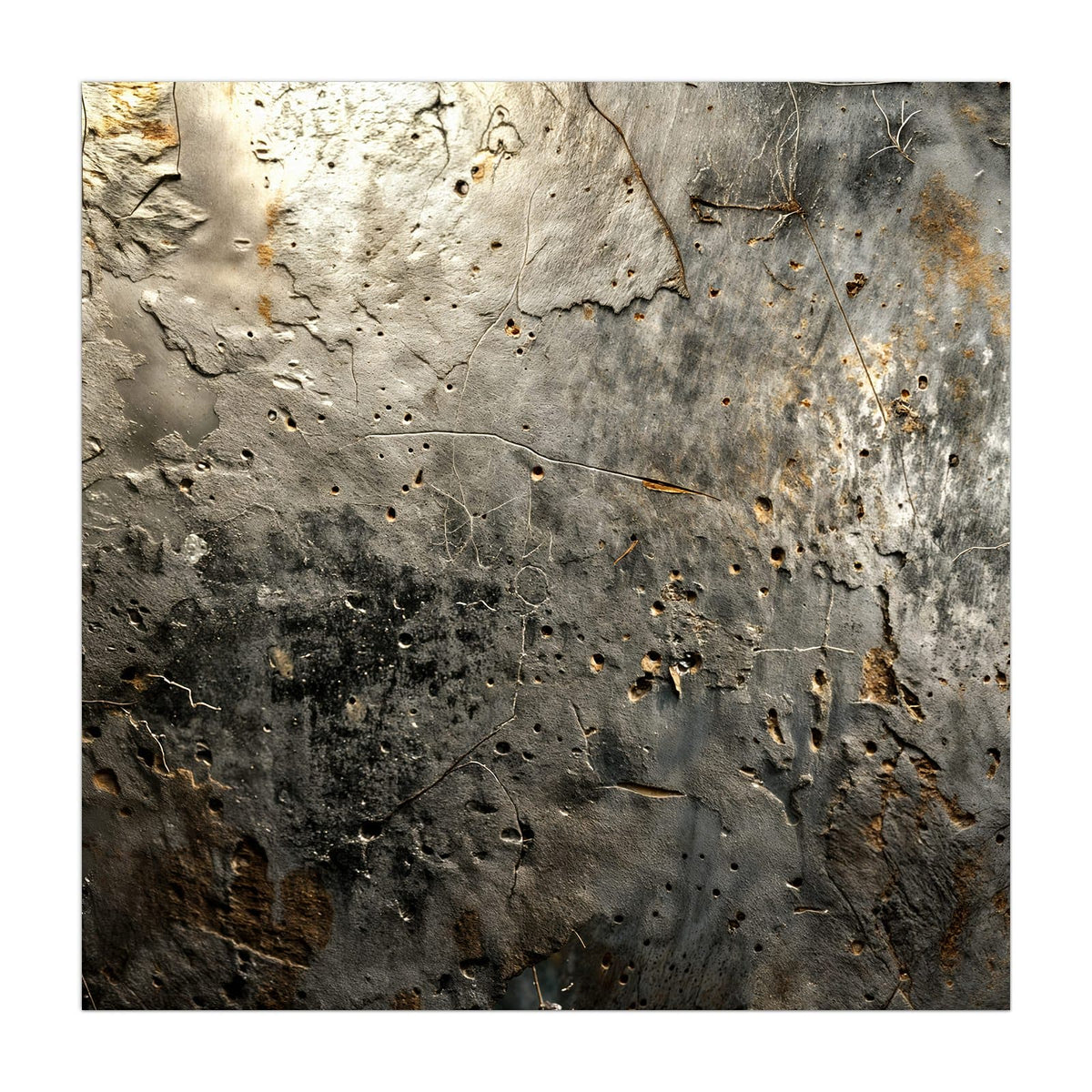 Küchenrückwand aus Glas Zerfressenes Metall im quadratischen Format, Motiv bildfüllend von vorn