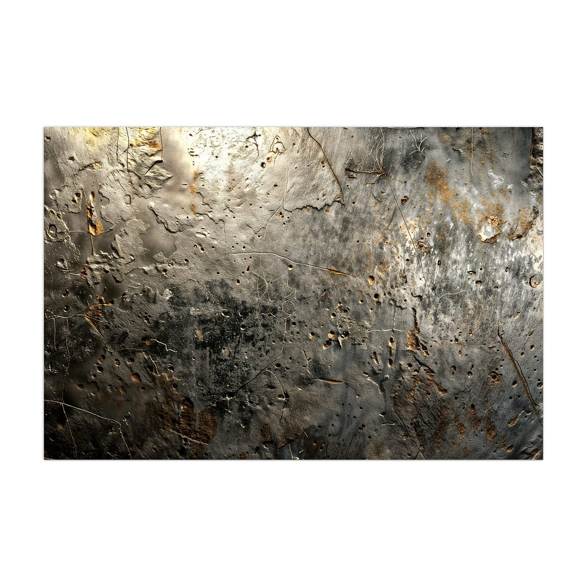 Küchenrückwand aus Glas Zerfressenes Metall im Hochformat, Motiv bildfüllend von vorn