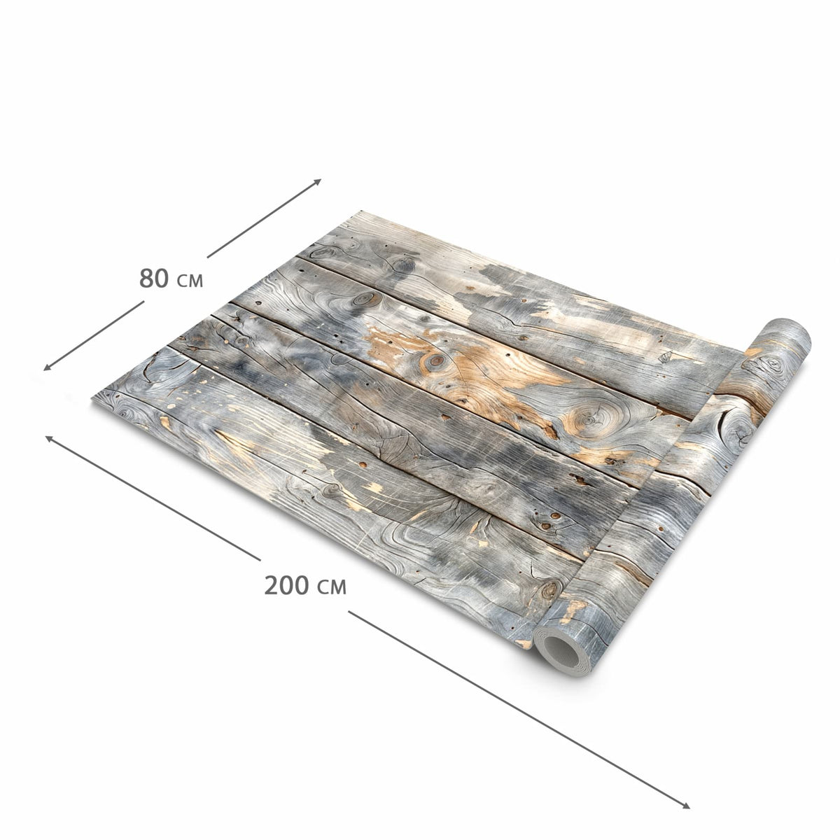 Flacher Küchenteppich mit Motiv Vintage Holzplanken in der Grösse 60x150 cm, waschbar