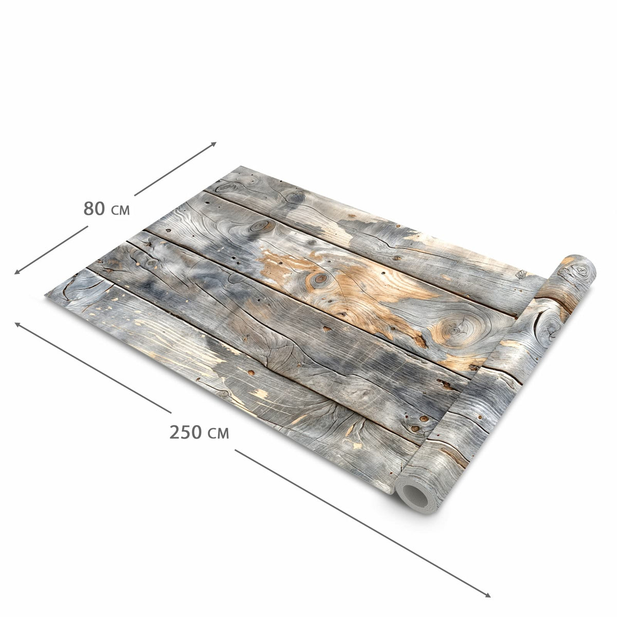 Pflegeleichter Küchenläufer mit Motiv Vintage Holzplanken in der Grösse 60x180 cm