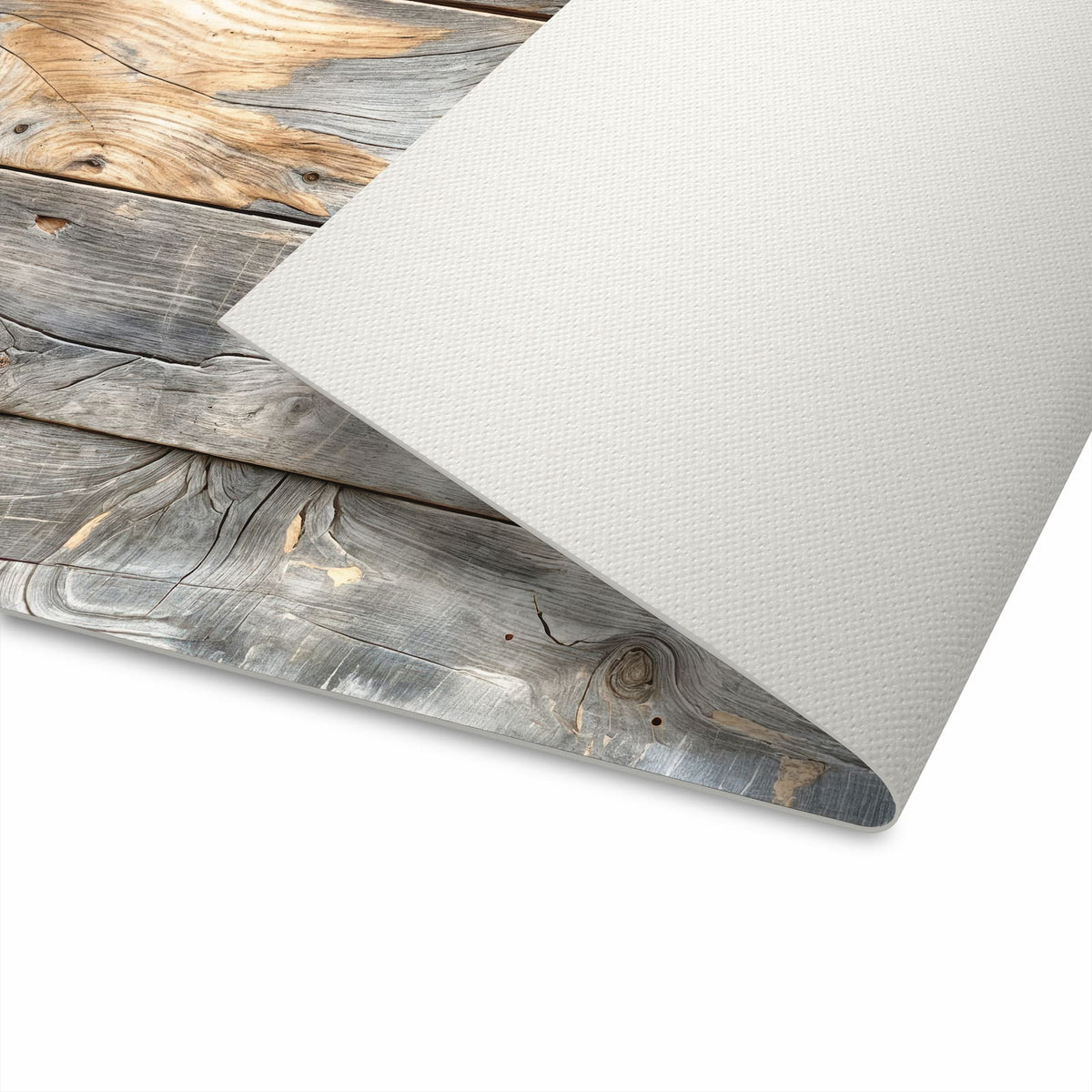 Langlebiger Küchenläufer mit Motiv Vintage Holzplanken in moderner Küche
