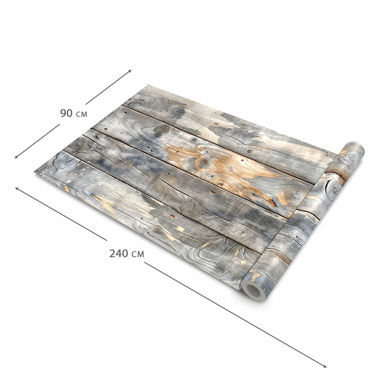 Rutschfester Küchenläufer mit Motiv Vintage Holzplanken in der Grösse 60x180 cm für angenehme Haptik