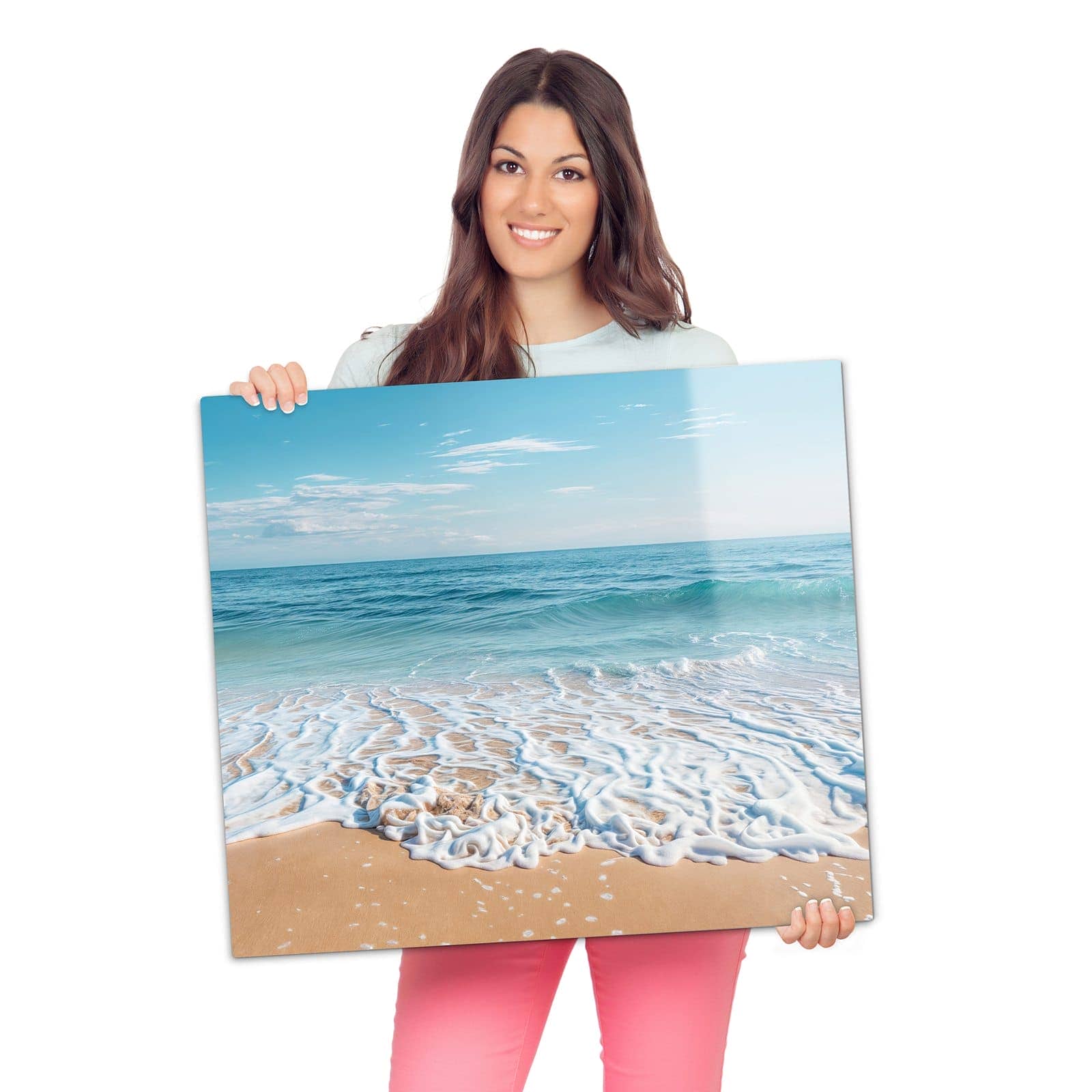 Kochfeldabdeckung mit Tropischer Strand-Motiv wird zur Größendarstellung gehalten