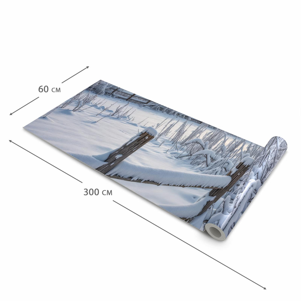 Farbbeständiger abwaschbarer Küchenläufer mit Motiv Verschneites Landhaus in der Größe 60x120 cm