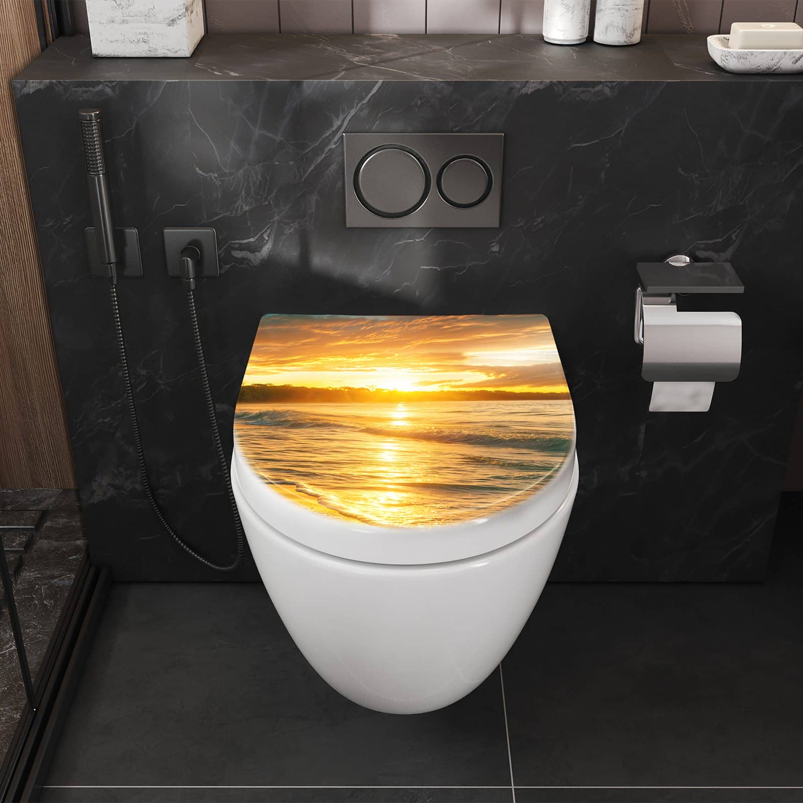WC-Sitz mit Absenkautomatik Sonnenuntergang Strand